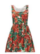 Matchesfashion.com Dolce & Gabbana - Geranium Print Cotton Mini Dress - Womens - Red Multi