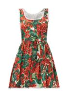 Matchesfashion.com Dolce & Gabbana - Geranium Print Cotton Mini Dress - Womens - Red Multi