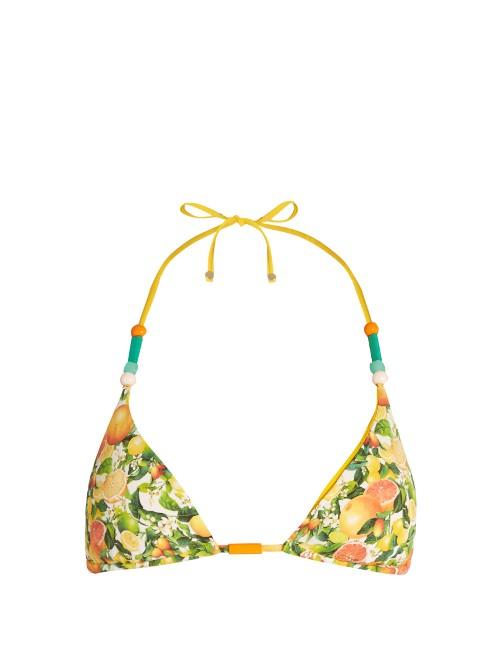 Stella Mccartney Citrus-print Halterneck Triangle Bikini Top