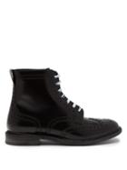 Matchesfashion.com Burberry - Perforated Leather Lace Up Ankle Boots - Mens - Black