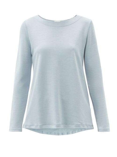 Ladies Lingerie Hanro - Pure Comfort Tencel-blend T-shirt - Womens - Light Blue