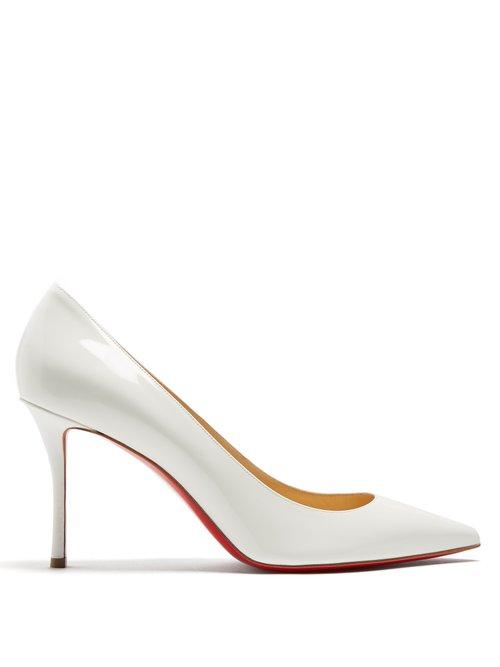 Matchesfashion.com Christian Louboutin - Decoltish 85 Patent Leather Pumps - Womens - White