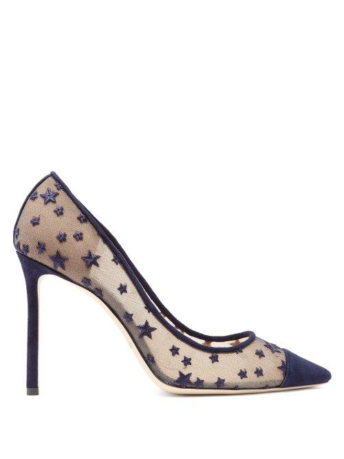 Matchesfashion.com Jimmy Choo - Romy 100 Star Mesh Pumps - Womens - Navy