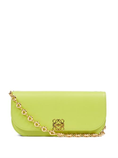 Loewe - Goya Leather Clutch - Womens - Green