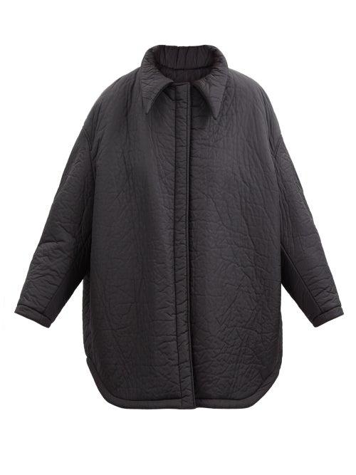 Raf Simons - Oversized Detachable-collar Wrinkled Coat - Womens - Black