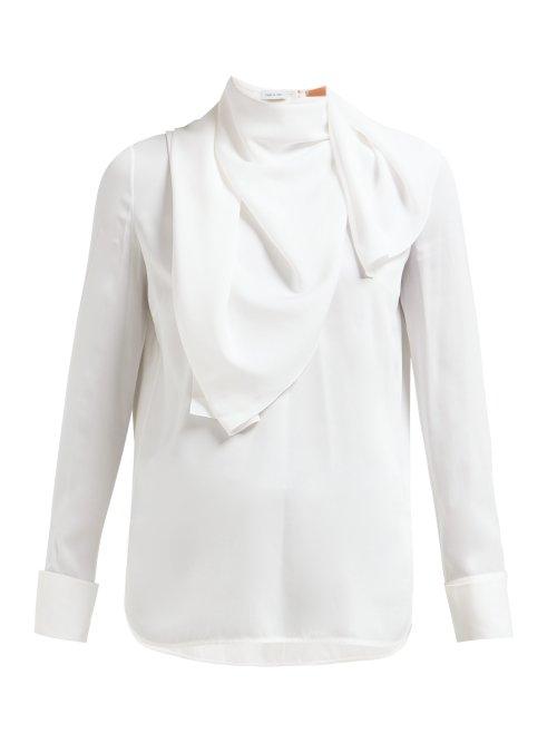 Matchesfashion.com Summa - Detachable Scarf Silk Crepe Blouse - Womens - White