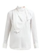 Matchesfashion.com Summa - Detachable Scarf Silk Crepe Blouse - Womens - White