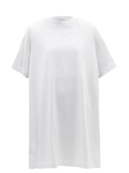 Alexander Mcqueen - Pleated-faille Back Cotton-jersey T-shirt Dress - Womens - White