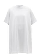 Alexander Mcqueen - Pleated-faille Back Cotton-jersey T-shirt Dress - Womens - White
