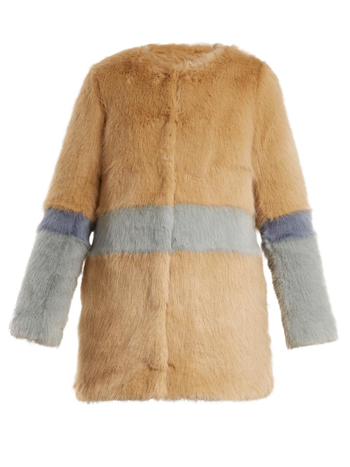 Shrimps Garfunkel Contrast-panel Faux-fur Coat