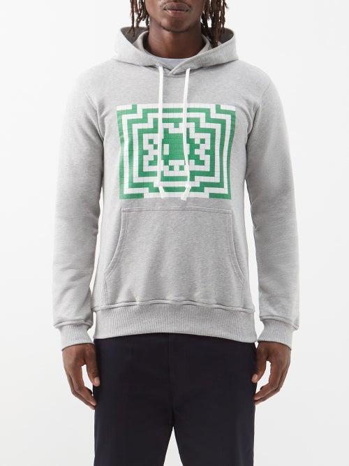 Comme Des Garons Shirt - X Invader Cotton-jersey Hooded Sweatshirt - Mens - Grey