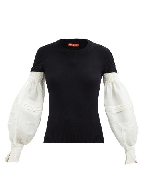 Altuzarra - Cybelle Balloon-sleeve Wool-blend Sweater - Womens - Black