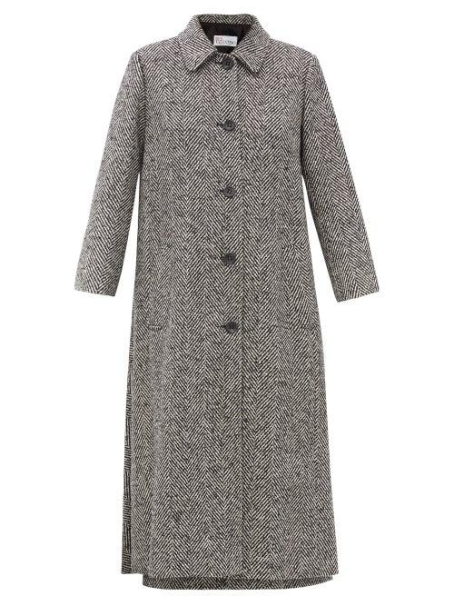 Matchesfashion.com Redvalentino - Pleated-back Herringbone Coat - Womens - Black White