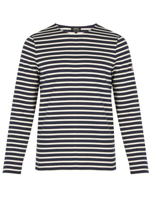 Matchesfashion.com A.p.c. - Matt Striped Cotton T Shirt - Mens - Navy Multi