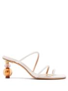 Matchesfashion.com Jacquemus - Noli Bead Heel Leather Sandals - Womens - White