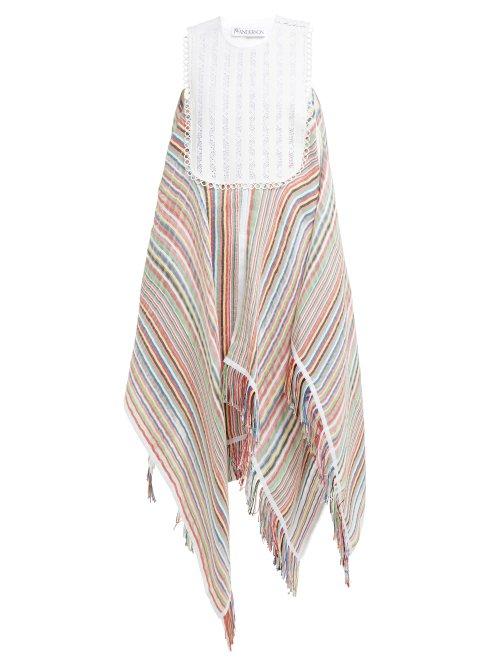 Matchesfashion.com Jw Anderson - Handkerchief Hem Striped Voile Maxi Dress - Womens - Multi