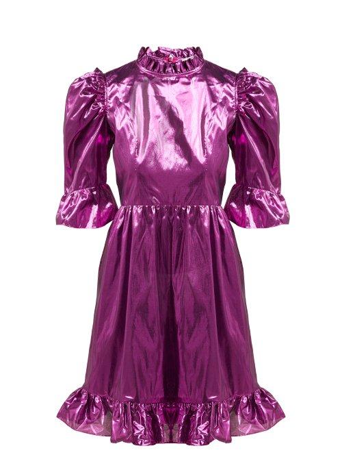 Matchesfashion.com Batsheva - Ruffle Trimmed Lam Mini Dress - Womens - Pink