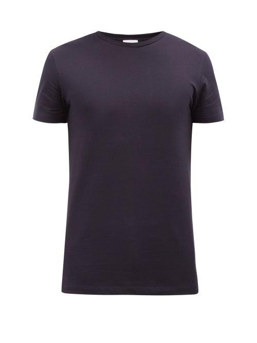 Raey - Organic Cotton-blend T-shirt - Mens - Dark Navy