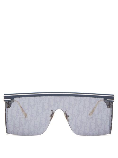 Ladies Accessories Dior - Diorclub Oblique Monogram-lens Flat-top Sunglasses - Womens - Blue