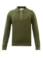 Frame - Zipped Cotton-blend Polo Sweater - Mens - Green