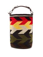 Matchesfashion.com Colville - Arrow Large Leather-trim Woven Bucket Bag - Womens - Red Multi