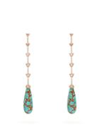 Matchesfashion.com Jacquie Aiche - Rose Gold, Diamond & Turquoise Earrings - Womens - Blue