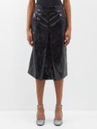 Shushu/tong - Sequinned Faux-leather Midi Skirt - Womens - Black