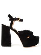Matchesfashion.com Gianvito Rossi - Platform 70 Knotted Python Effect Suede Sandals - Womens - Gold