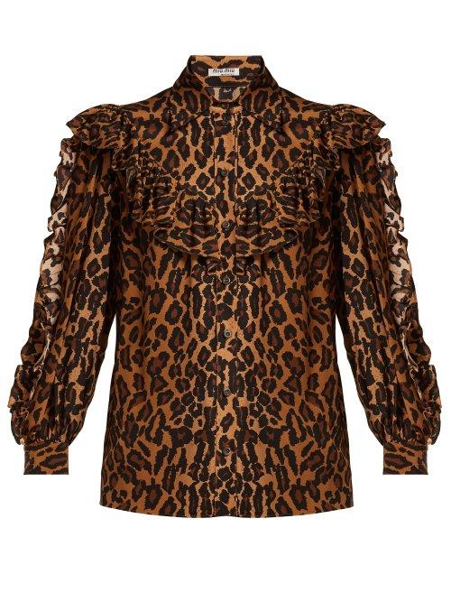Matchesfashion.com Miu Miu - Leopard Print Silk Blouse - Womens - Leopard