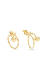 Jw Anderson Double-sphere Gold-plated Hoop Earrings