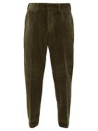 Matchesfashion.com The Gigi - Tapered Cotton Blend Corduroy Trousers - Mens - Dark Green