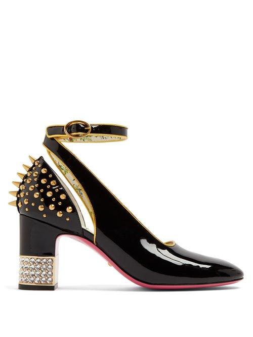 Matchesfashion.com Gucci - Stud Embellished Patent Leather Pumps - Womens - Black Multi