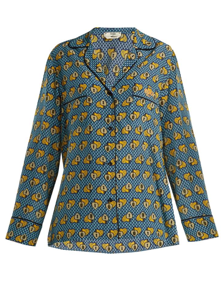 Fendi Open Your Heart Silk Blouse