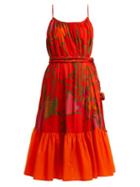 Matchesfashion.com Rhode Resort - Lea Floral Print Cotton Dress - Womens - Orange Print