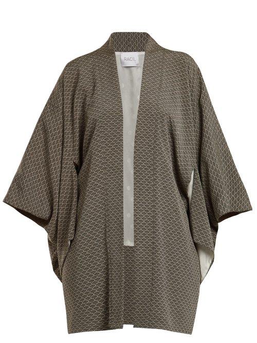 Matchesfashion.com Racil - Sayuri Wave Jacquard Kimono Jacket - Womens - Black White