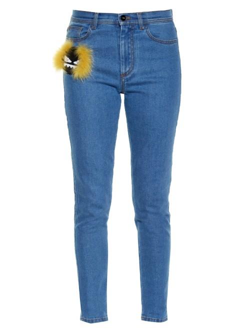 Fendi Bag Bugs Embellished Slim-leg Jeans