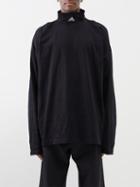 Balenciaga - Logo-embroidered Jersey Long-sleeved T-shirt - Mens - Black White