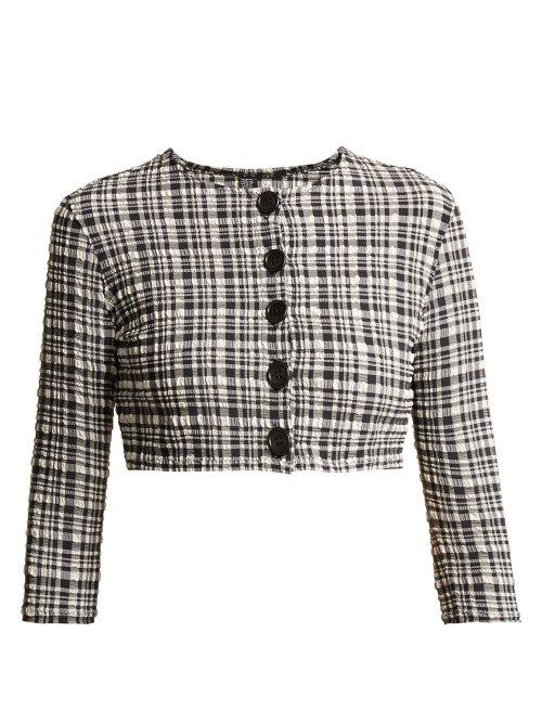 Matchesfashion.com Lisa Marie Fernandez - Cropped Seersucker Cardigan - Womens - Black White