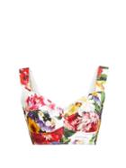Matchesfashion.com Dolce & Gabbana - Rose And Hydrangea Print Cotton Blend Crop Top - Womens - White Multi