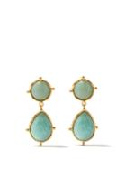 Matchesfashion.com Sylvia Toledano - 2 Pierres Dot Amazonite Clip Earrings - Womens - Blue Gold