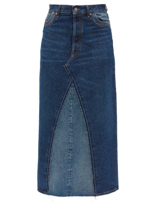 Maison Margiela - Patchworked Denim Midi Skirt - Womens - Denim