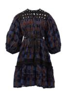 Matchesfashion.com Love Binetti - Cruel Summer Checked-cotton Dress - Womens - Blue Multi