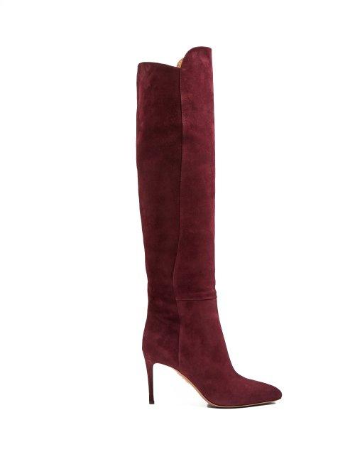 Matchesfashion.com Aquazzura - Gainsbourg 85 Suede Knee High Boots - Womens - Burgundy
