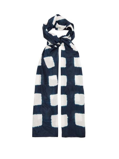 Matchesfashion.com Eskandar - Square Shibori Dyed Silk Scarf - Womens - Indigo