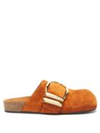 Khaite - Downing Buckled Suede Backless Loafers - Womens - Brown