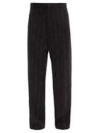 Matchesfashion.com Balenciaga - Logo-print Pinstripe Twill Trousers - Mens - Black