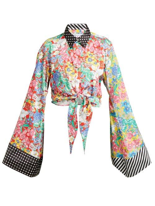 Matchesfashion.com Racil - X Aquazzura Positano Floral Print Satin Top - Womens - Multi