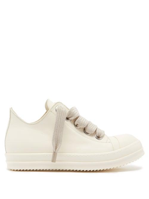 Rick Owens - Ramone Leather Trainers - Mens - Cream