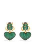 Ladies Jewellery Begum Khan - Scarab My Love Mini 24kt Gold-plated Earrings - Womens - Green