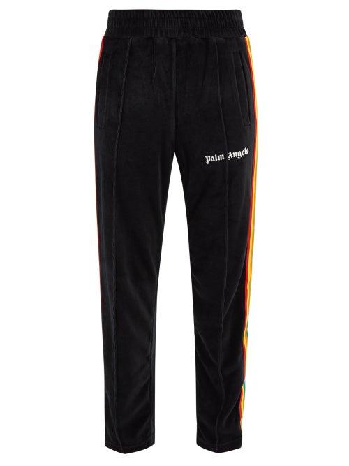 Palm Angels - Rainbow-stripe Cotton-blend Velour Track Pants - Mens - Black